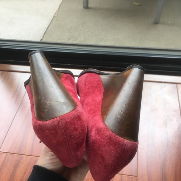 Madison Harding Emma T-Strap Wedges in Burgundy - Picture 4 of 5